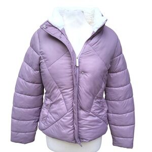 Andrew Marc Sport Dusty Lilac Lavender Short Quilted Puffer Sherpa Lined Zip - M